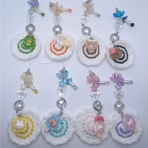 Crochet colorful fish cake keychain